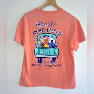 Simply Southern Orange Graphic Tee Sports Obsessed Women’s Size Medium